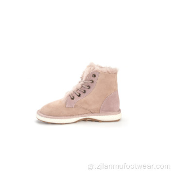 Πλατφόρμα Twinface Sheepskin Lace-Up θερμά casual μπότες